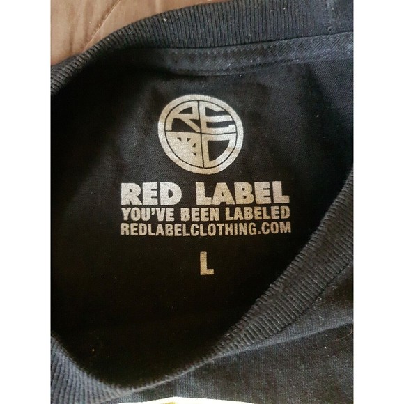 Red Label Mens T-Shirt Size Large Graphic Print Street Wear Artsy Logo Crewneck - Picture 8 of 12